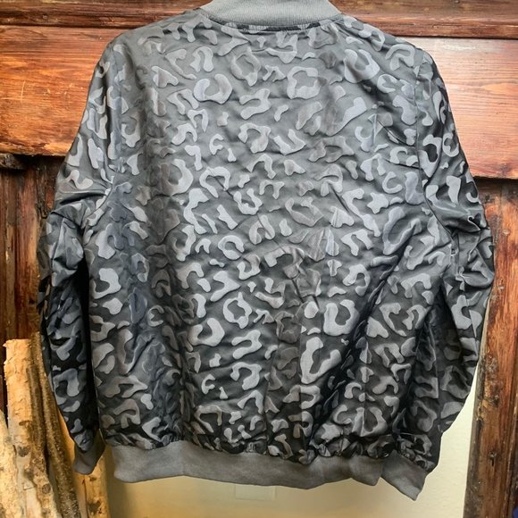 Black Leopard Jacquard Two Tone Bomber - Picture 2 of 2